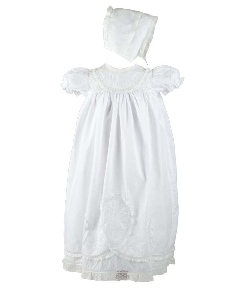 white christmas dresses Girls Lacy Yoke Christening /Baptism Gown Set – Connie's Kids Children's  Clothing