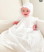 Load image into Gallery viewer, Girls Lacy Yoke Christening /Baptism Gown Set