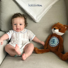 Load image into Gallery viewer, Rick-Rack White & Blue Belted Boys Creeper