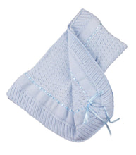Load image into Gallery viewer, Pink, Blue, or White Knit Baby Shawl Crib Blanket