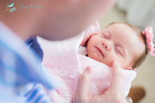 Load image into Gallery viewer, Pink, Blue, or White Knit Baby Shawl Crib Blanket