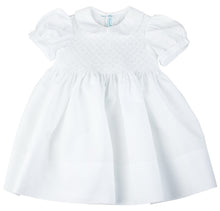 Load image into Gallery viewer, White Smocked Yoke Short Sleeve Dress with Sash