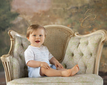 Load image into Gallery viewer, Blue & White Boys Smocked Button-On Short Set