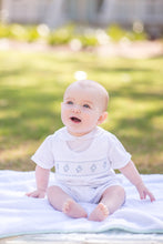 Load image into Gallery viewer, Boys White Highrise with Blue Smocking