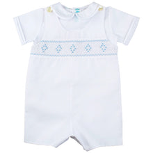 Load image into Gallery viewer, Boys White Highrise with Blue Smocking