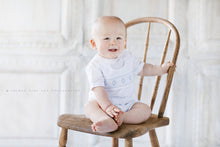 Load image into Gallery viewer, Boys White Highrise with Blue Smocking