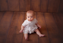 Load image into Gallery viewer, Boys Infant White & Blue Bubble Style Romper with White Smocking