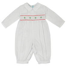 Load image into Gallery viewer, White, Red, &amp; Green, Boys Holiday Smocked Longall

