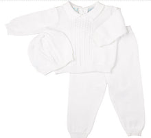 Load image into Gallery viewer, White Cable Knit Two Piece Pant Set with Hat
