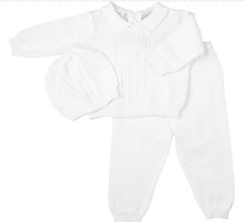 Load image into Gallery viewer, White Cable Knit Two Piece Pant Set with Hat