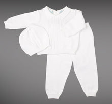 Load image into Gallery viewer, White Cable Knit Two Piece Pant Set with Hat