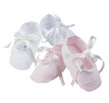 Load image into Gallery viewer, Pink or White Lace Trimmed Baby Girl Booties