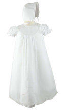 Load image into Gallery viewer, Girls Christening Gown White Batiste Lace with Bonnet
