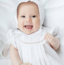 Load image into Gallery viewer, Girls Christening Gown White Batiste Lace with Bonnet
