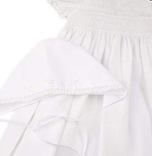 Load image into Gallery viewer, Girls White Smocked Christening Gown Bonnet Set with Pearls