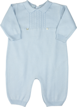 Load image into Gallery viewer, Blue Knit Boys Coverall with Cable Design & Cap