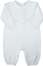Load image into Gallery viewer, White Knit Boys Coverall with Cable Design & Cap
