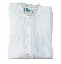 Load image into Gallery viewer, Girls White Newborn Front Lace Trimmed Tucked Daygown