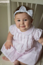 Load image into Gallery viewer, Front Pleated Baby Girls Pink Dress with Lace Inserts