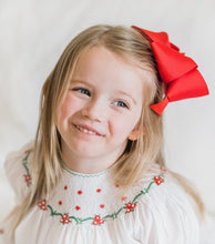Load image into Gallery viewer, White, Red, & Green Smocked Christmas Dress