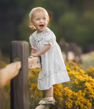 Load image into Gallery viewer, White, Red, & Green Smocked Christmas Dress