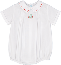 Load image into Gallery viewer, Christmas Tree Shadow Embroidered Boys White Romper