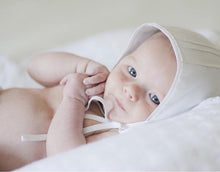 Load image into Gallery viewer, Unisex White Newborn Cap with Lace Inserts
