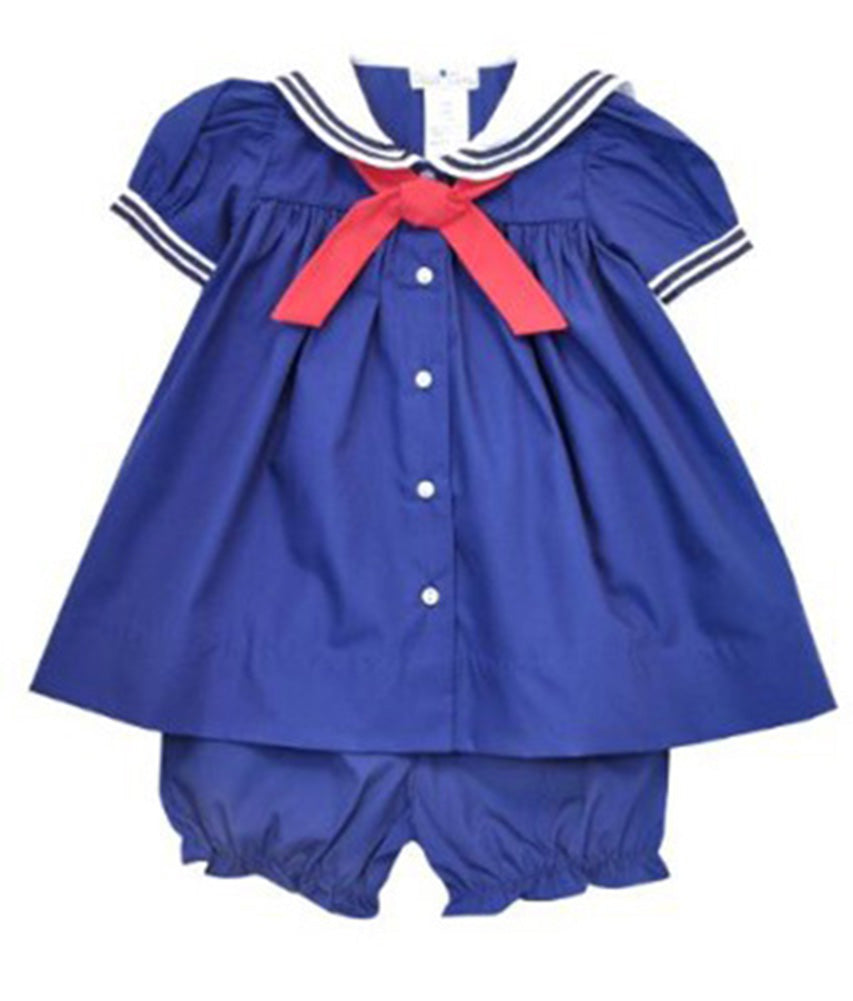 Navy Blue Girls Nautical Sailor Dress – Connie's Kids