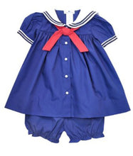 Load image into Gallery viewer, Navy Blue Girls Nautical Sailor Dress
