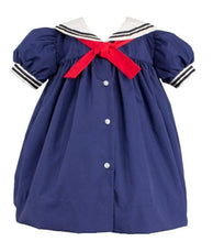 Load image into Gallery viewer, Navy Blue Girls Nautical Sailor Dress