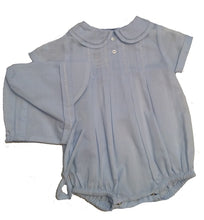 Load image into Gallery viewer, Baby Blue Boys Tucked Romper &amp; Hat
