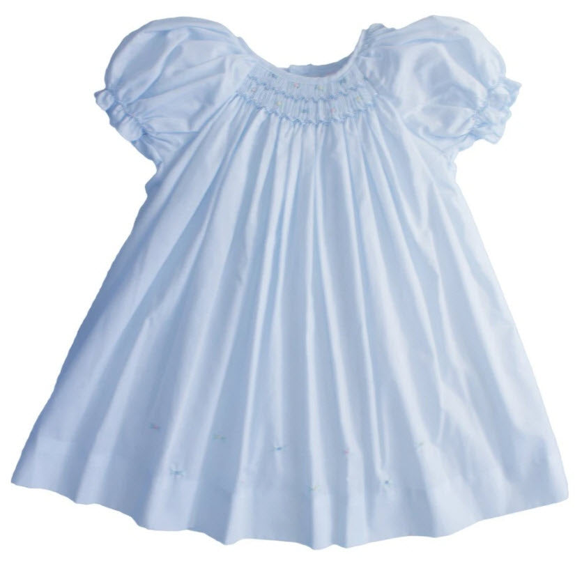infant smocked dresses Powder Blue Smocked Baby Daydress – Connie's Kids Children's Clothing