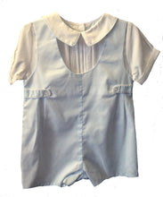 Load image into Gallery viewer, Boys Blue Romper with Attached White Shirt
