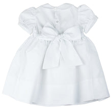 Load image into Gallery viewer, White Smocked Yoke Short Sleeve Dress with Sash
