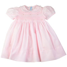 Load image into Gallery viewer, Girls Pink Smocked Yoke Dress with Lace Trim
