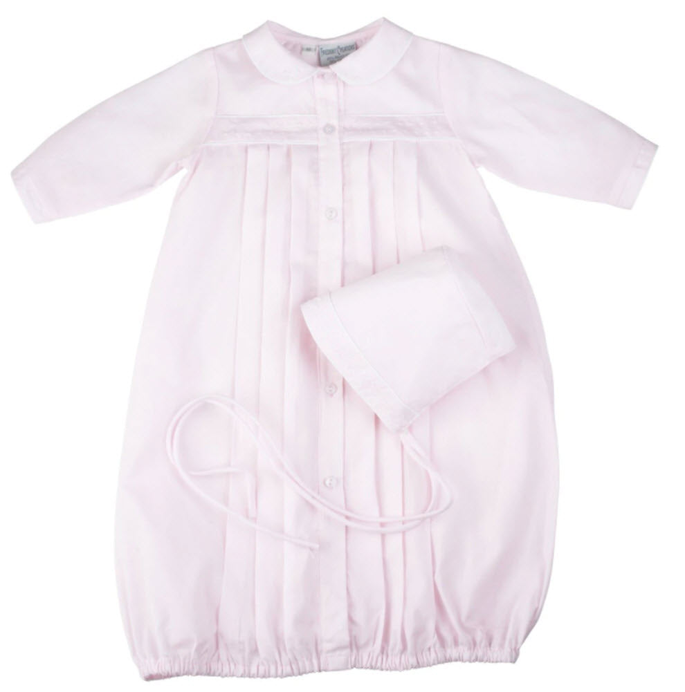 Feltman Brothers Pink Gown & Bonnet NWT Newborn Girls White Dot