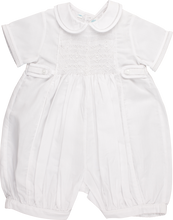 Load image into Gallery viewer, Boys Infant White Bubble Style Romper with White Smocking
