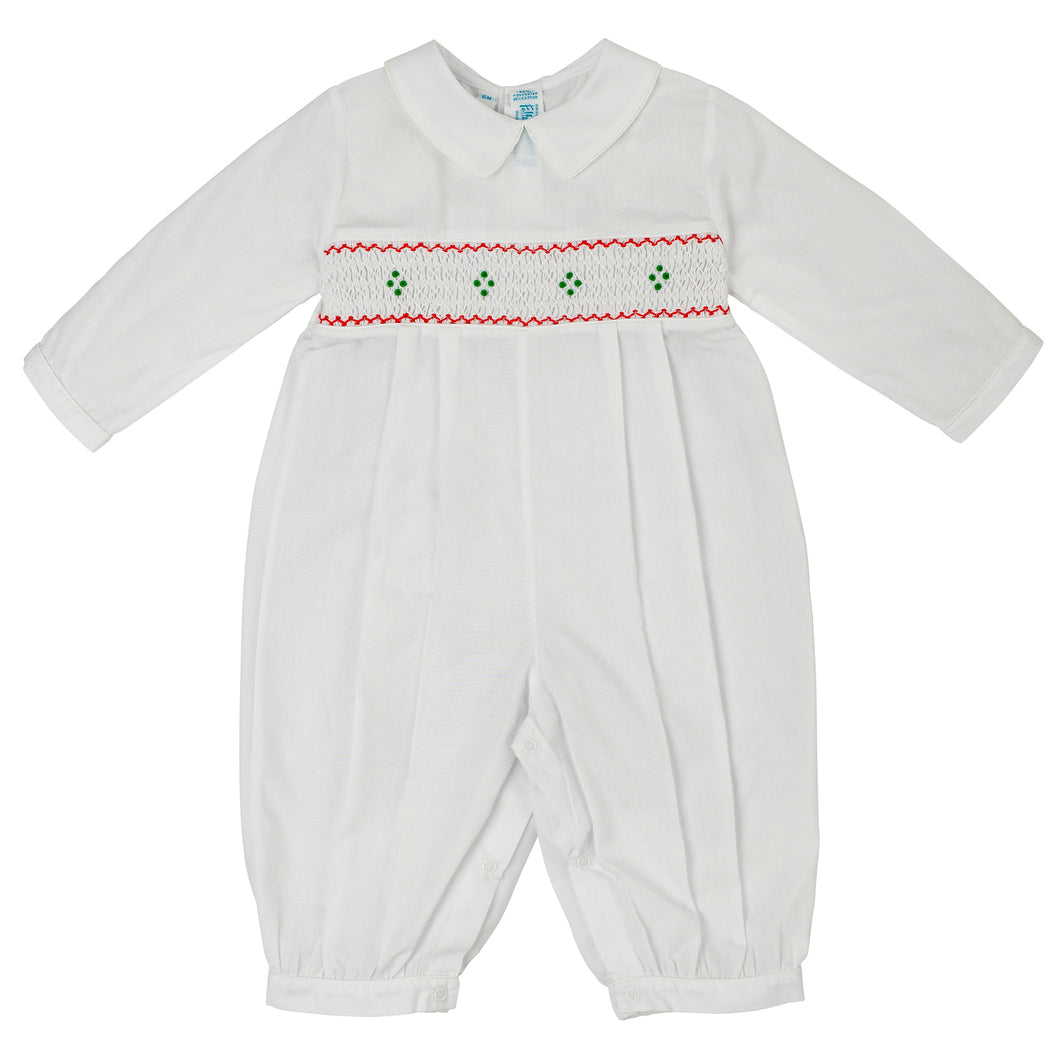 White, Red, & Green, Boys Holiday Smocked Longall