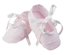 Load image into Gallery viewer, Pink or White Lace Trimmed Baby Girl Booties
