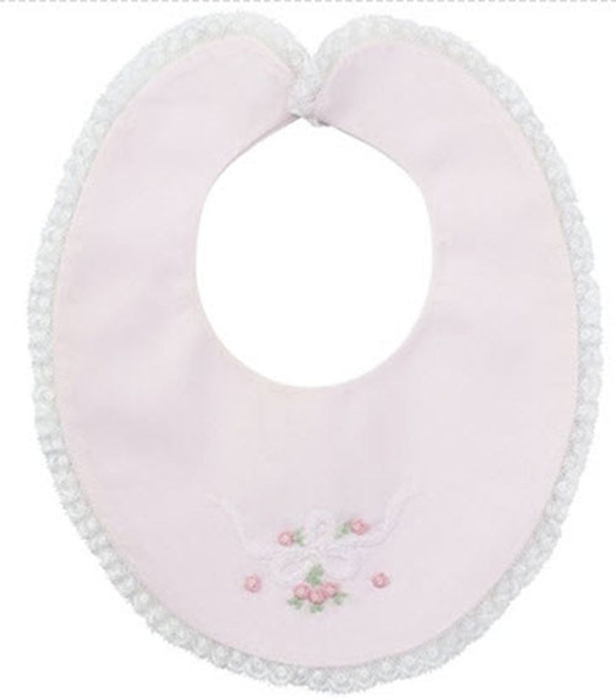 Ribbons & Rosettes Lace Trimmed Baby Girls Bib