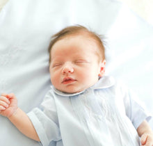 Load image into Gallery viewer, Boys Blue Tucked Newborn Day Gown
