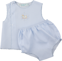 Load image into Gallery viewer, Boys Embroidered Rocking Horse Blue Diaper Set

