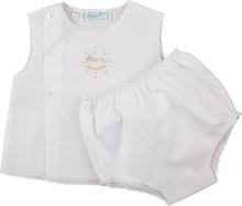 Load image into Gallery viewer, Boys Embroidered Rocking Horse White Diaper Set
