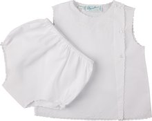 Load image into Gallery viewer, Girls White Diaper Set with Embroidery &amp; Scalloped Edges
