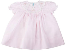 Load image into Gallery viewer, Lace Trimmed Embroidered Pink Baby Dress
