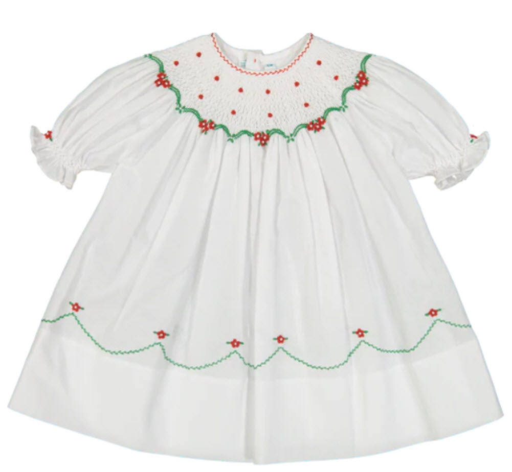 smocked christmas dress Red Girls Dress, Holiday Flower Girl Red White 10Y / Red This dress can be worn as a set or a stand alone solid red dress.SizingThese dresses run true to size or a little big.Size H(In)3M Margaret Long Sleeve Smocked Christmas
