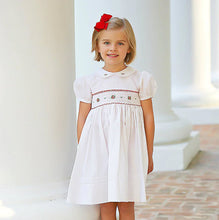 Load image into Gallery viewer, White, Red, &amp; Green Smocked Short Sleeve Christmas Dress
