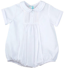 Load image into Gallery viewer, Boys White Front Tucked Romper
