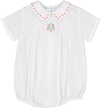 Load image into Gallery viewer, Christmas Tree Shadow Embroidered Boys White Romper

