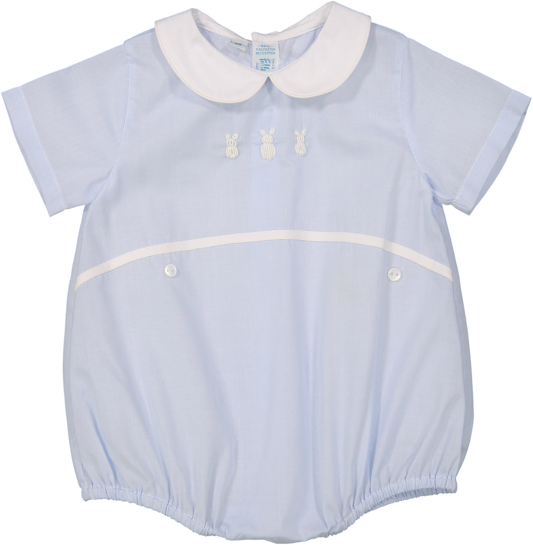 Baby Blue Boys Embroidered Bunny Creeper